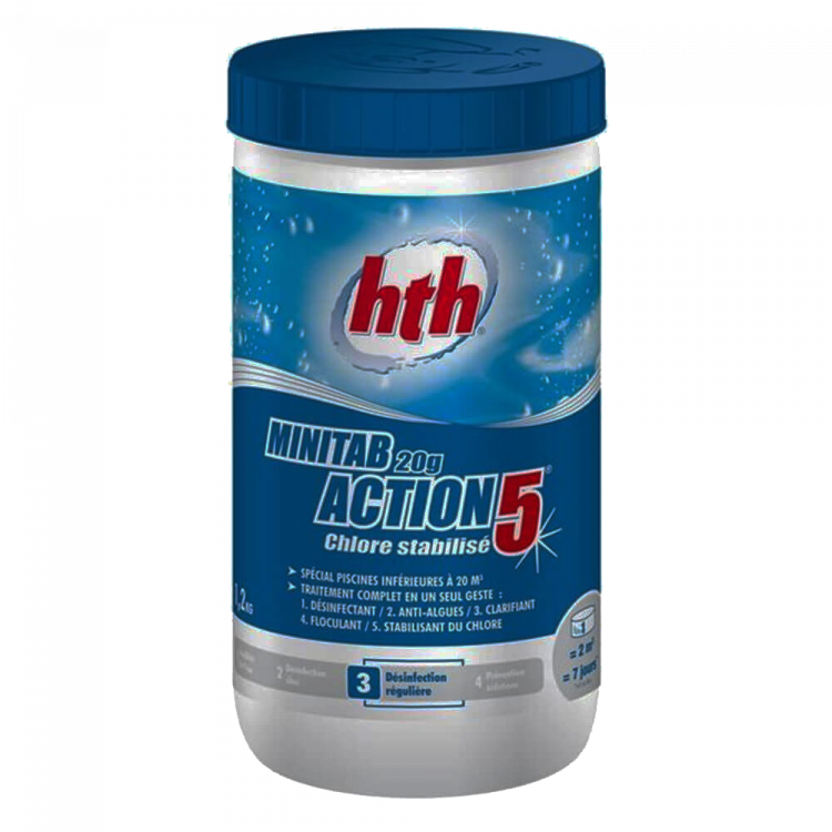 Таблетки стабилизированного хлора 5 в 1 Minitab Action HTH SPA 1,2 кг (рис.1)